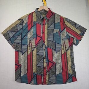 MCedar Abstract Geometric‎ Shirt XL Men Multicolor Pocket Retro Hipster Festival
